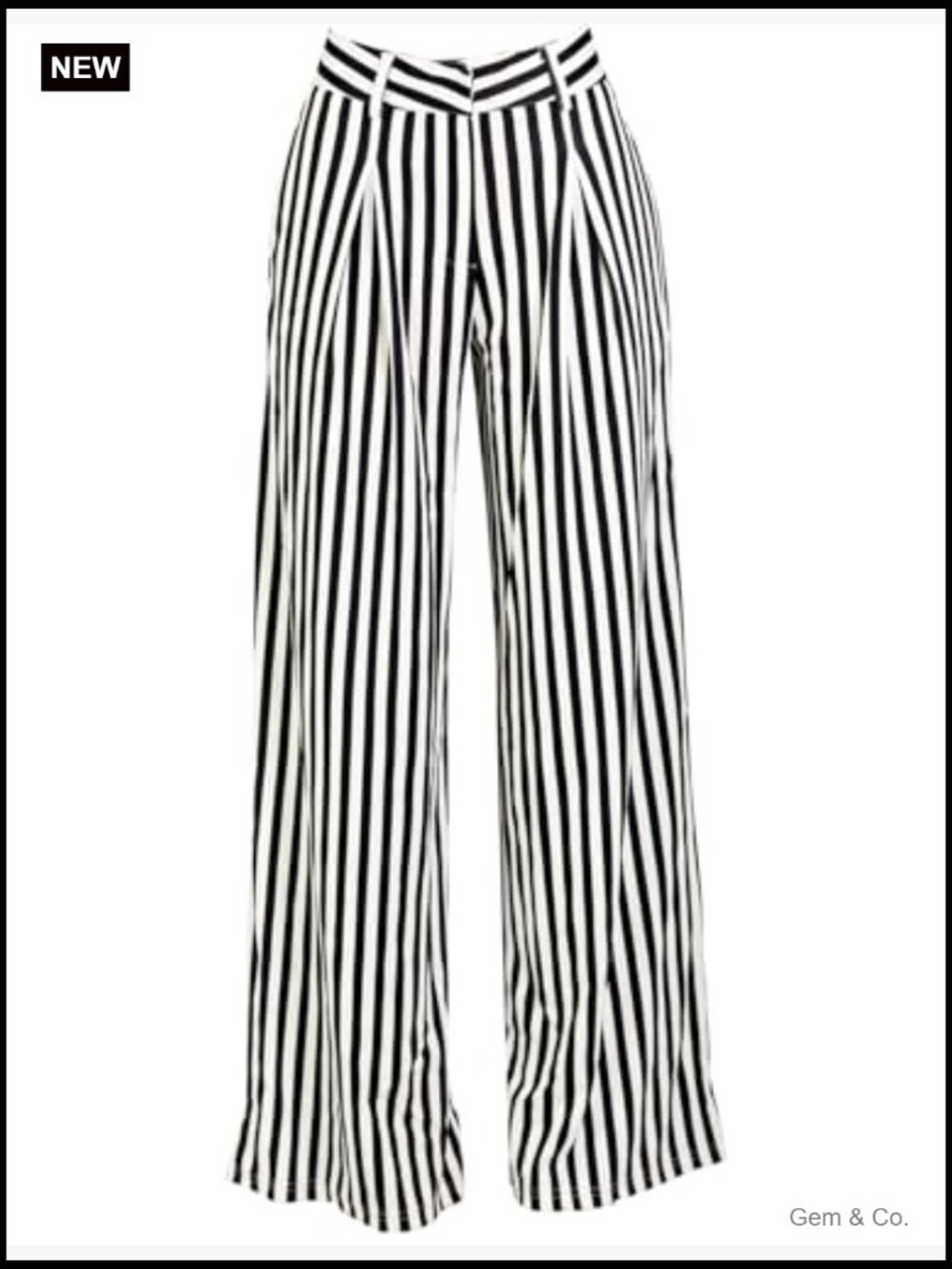 Casual High Waist Wide Leg Trousers with Pockets Striped Print - Picture 3 of 5